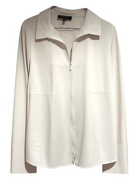 Lafayette crisp white zippered top